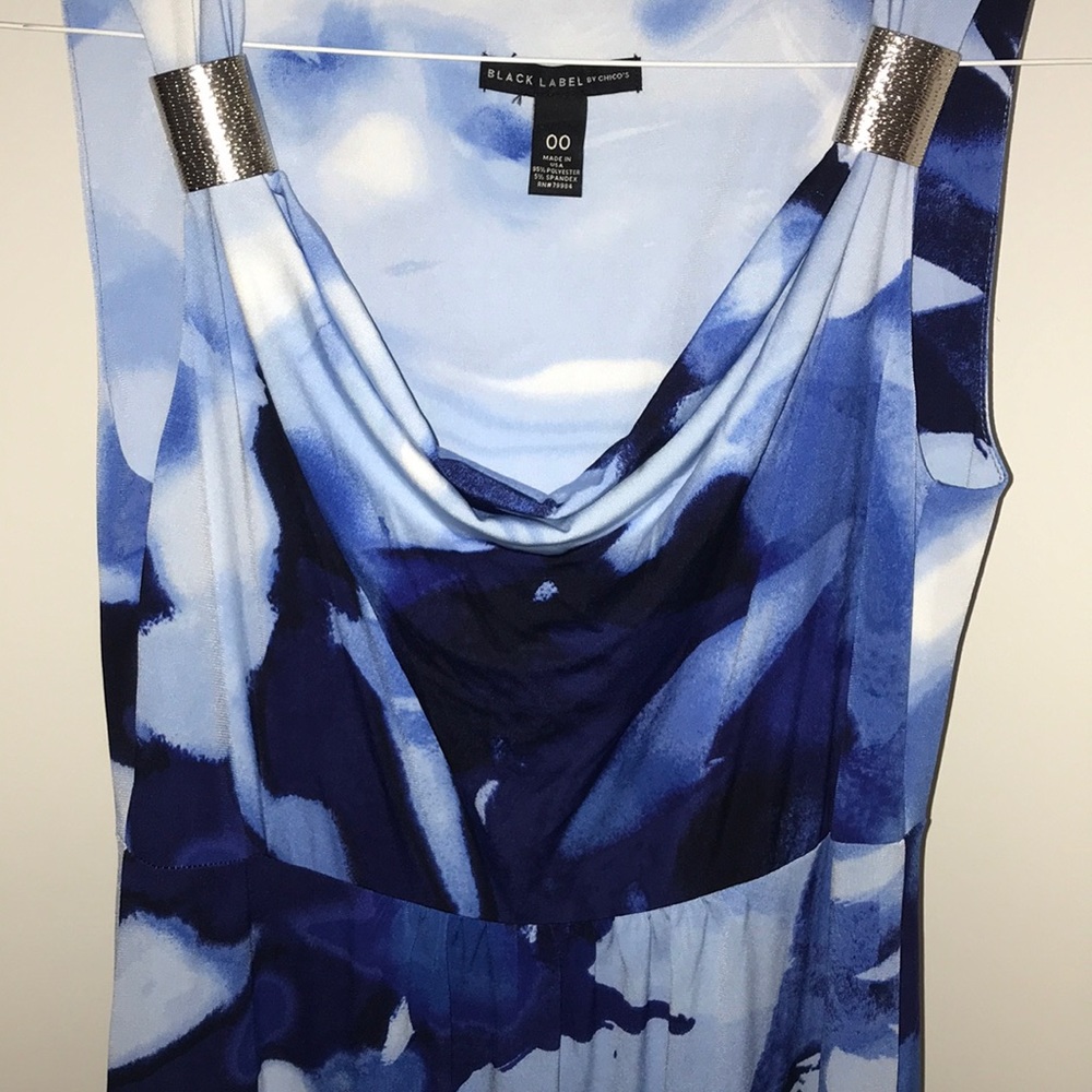 Chico’s black label blue navy maxi dress 00